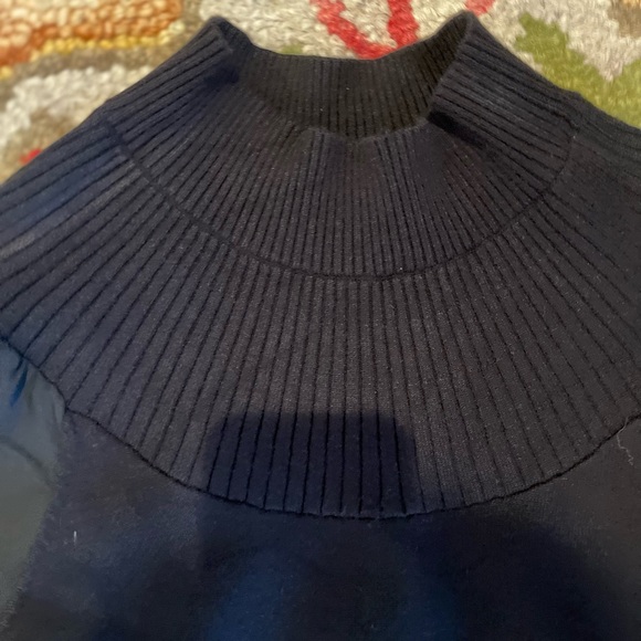WHBM Black Mock Knit Sweater Cuffed Sleeve ~ S - Picture 3 of 4